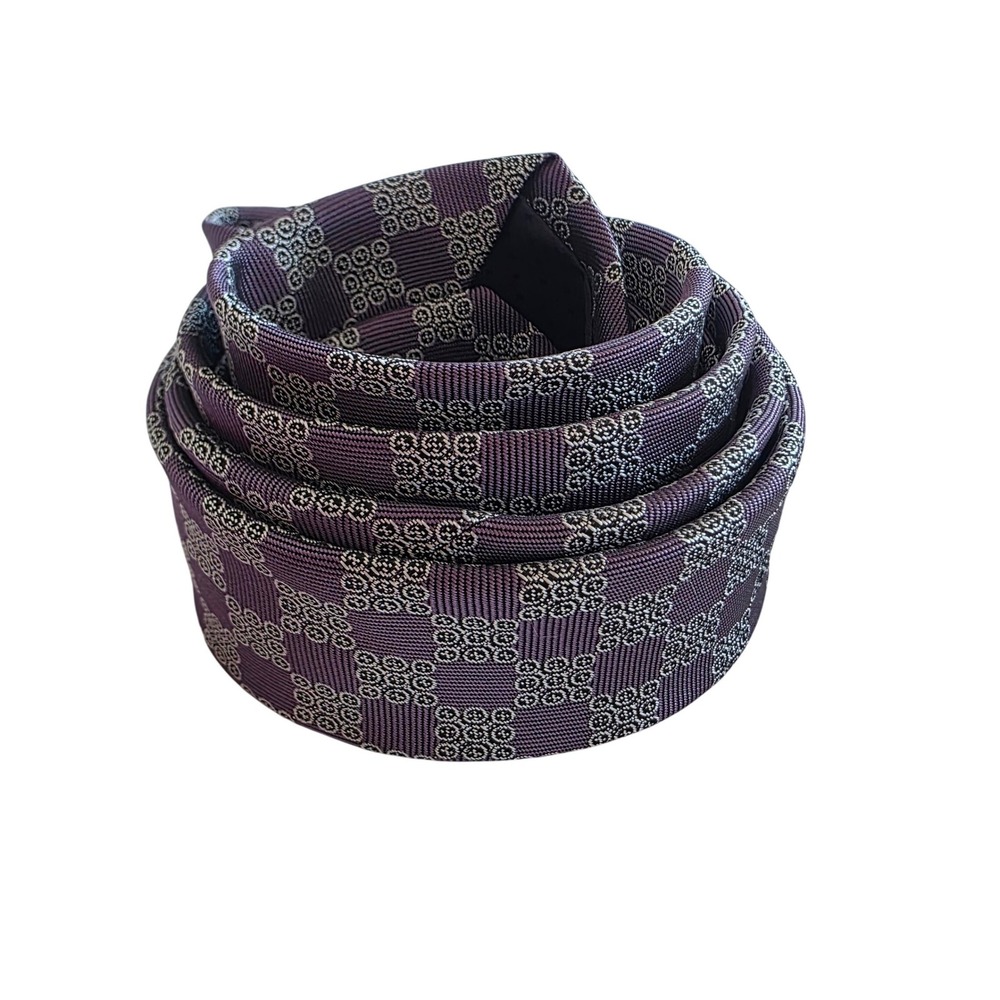 MENTAL Mens Silk Blend Necktie Purple Geometric Pattern Dress‎ Tie
